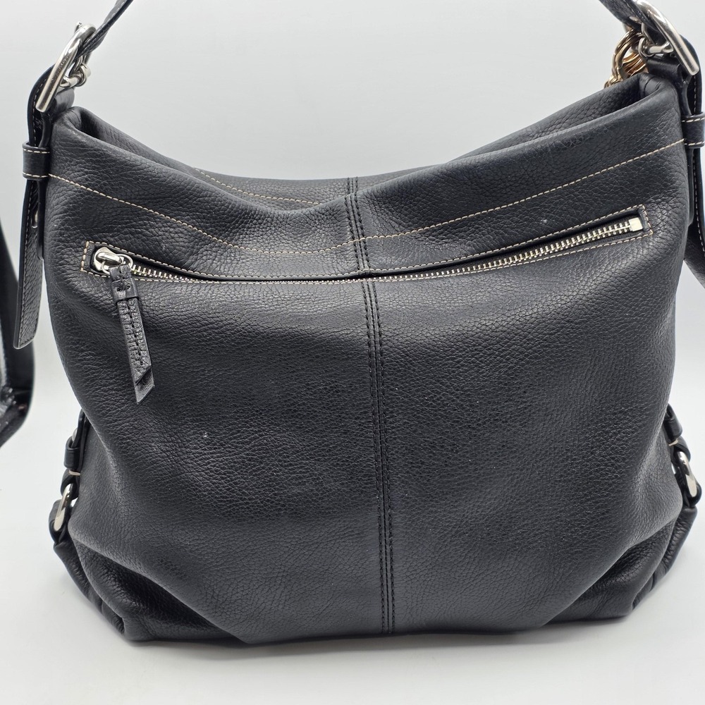 Vtg Coach Hampton Pebbled Leather Hobo Bag Style F15084 Black Silver Hardware - Picture 3 of 13